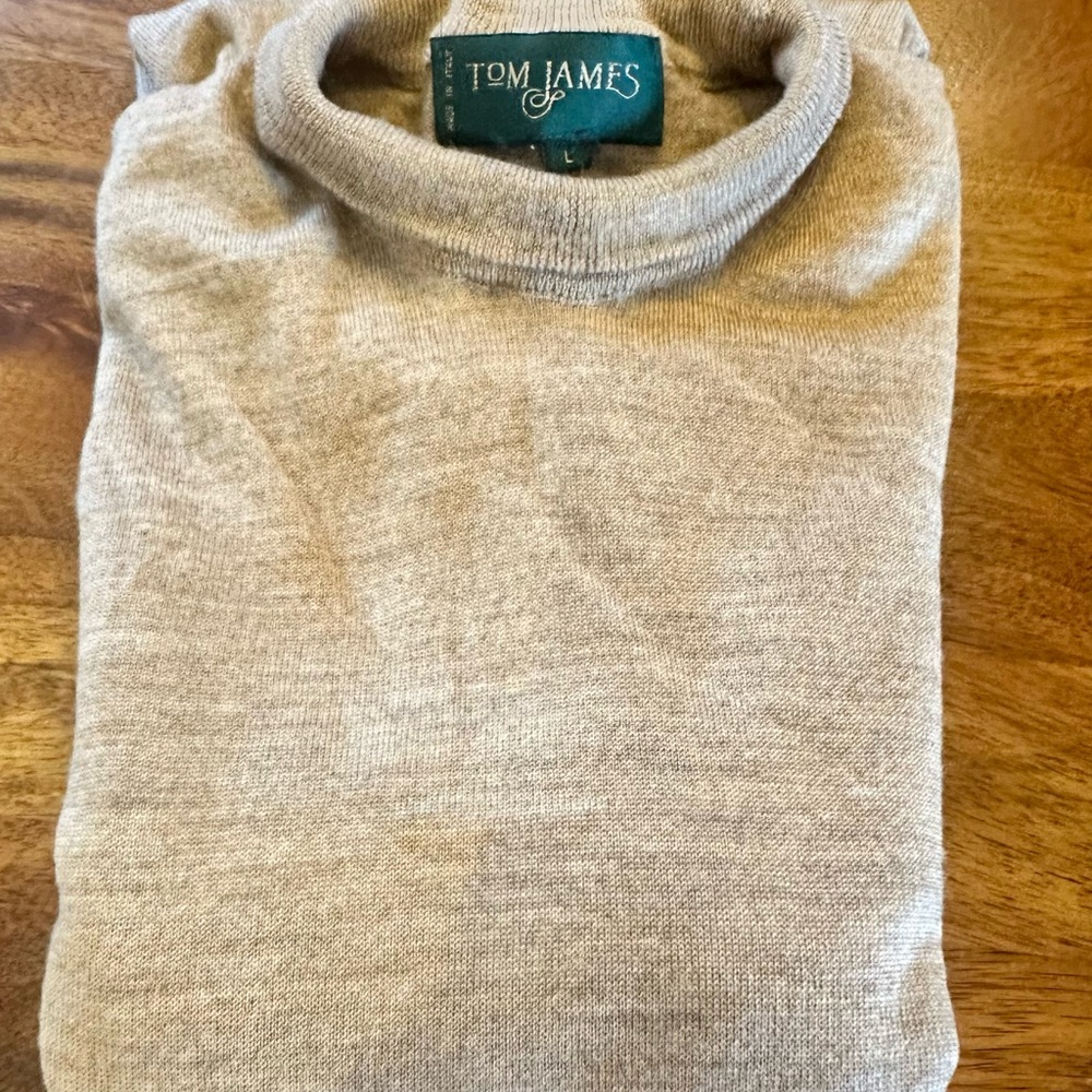 Tom James Men's Classic Tan Turtleneck Sweater